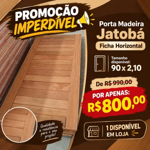 PROMOÇÃO: PORTA MADEIRA JATOBÁ FICHA HORIZONTAL 90X 2,10