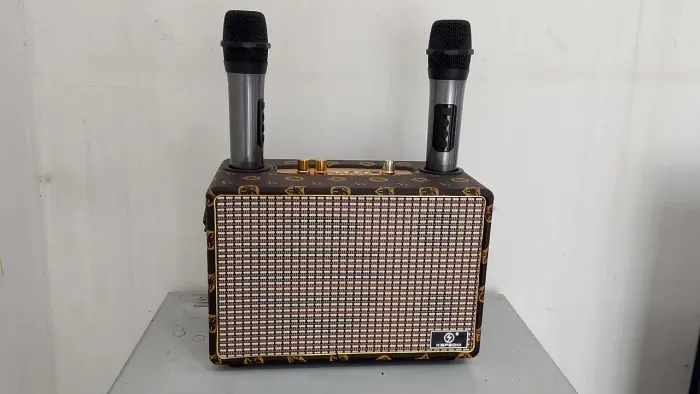 Caixa de som bluetoot com 2microfone s fio