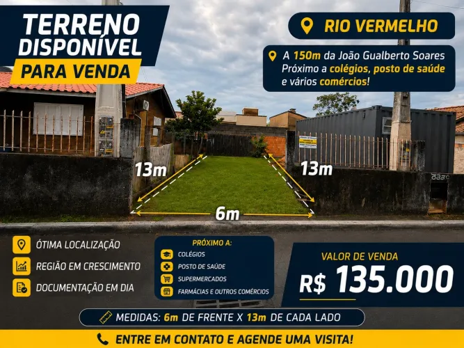Barbada terreno no rio vermelho de 150 por 135
