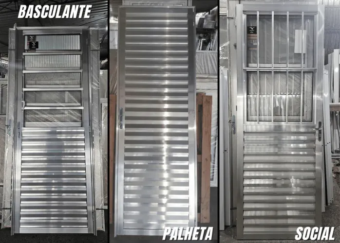 Portas de alumínio social,basculante, palheta na promoção 