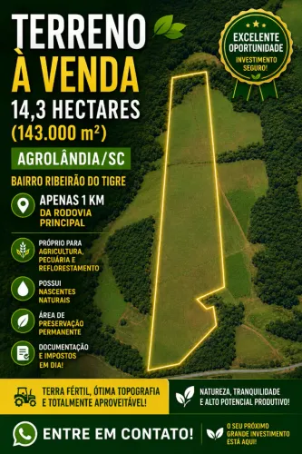 Terreno Rural em Agrolândia/SC, 14,3 hectares