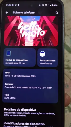 MOTOROLA EDGE 60.NEO 256 GIGAS 18 RAM <br>PERFEITO APENAS CHIP VIRTUAL <br>Ou troco com volta