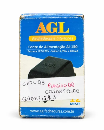 Fonte de Alimentação AGL AI-150 para Fechaduras e Interfones