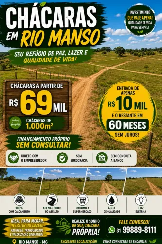 Chácara a venda em Rio manso com financiamento próprio