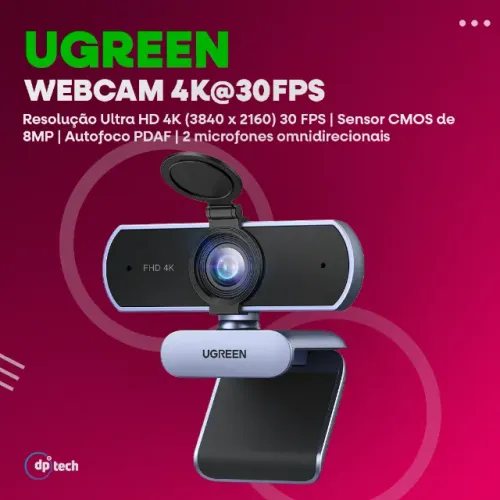 Webcam UGREEN CM831 4K@30FPS | Autofoco PDAF | 8MP | Plug & Play -Entrega Grátis-
