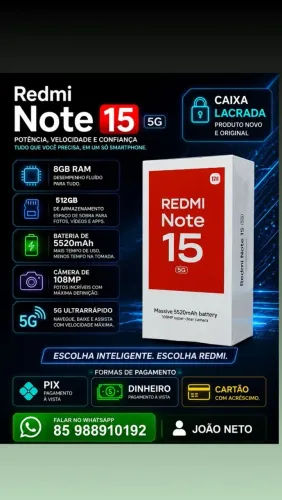 Redmi note 15 5G 8g/512g novo lacrado 