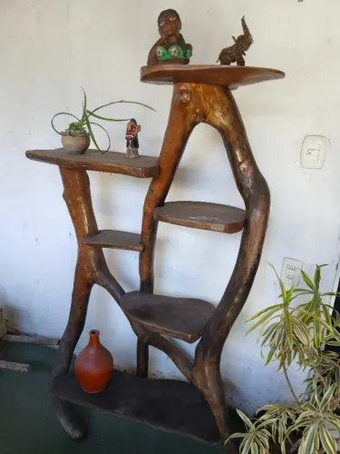 Vendo estante rústica,  ideal para varanda.  Feita em tronco de goiabeira.  300,
