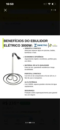 Vendo ebulidor elétrico (rabo quente) aquecedor de água piscina 3000w