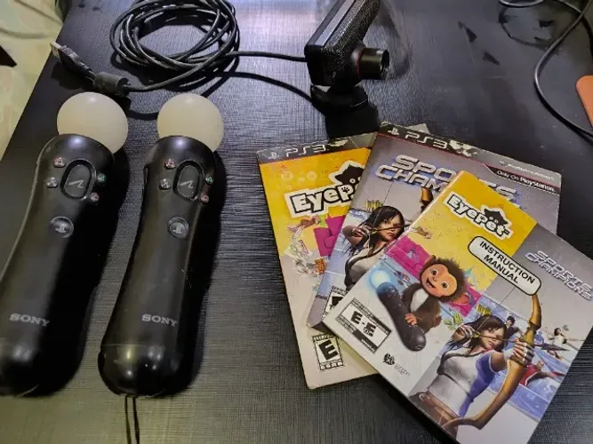 Kit Controle Joystick PlayStation Move PS3 e PS4 (Ideal para PS VR) + Câmera e Jogos