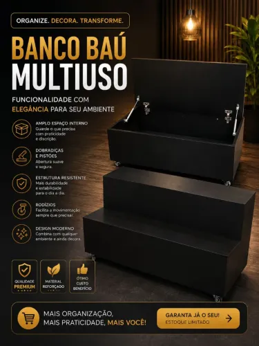 Banco Baú Multiuso - Espaço Organização e Estilo
