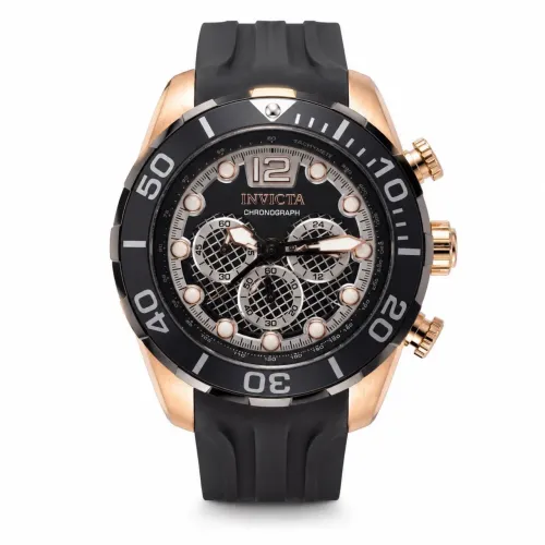 Relógio Invicta Chronograph Original 52mm Preto Rose Gold Silicone Novo na Caixa