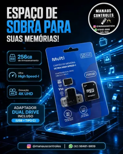 Cartao Micro Sd 256gb 90mbs Com Leitor Usb Para Celular E Pc