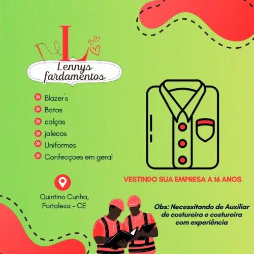 Auxiliar de costureira e costureira com experiência.