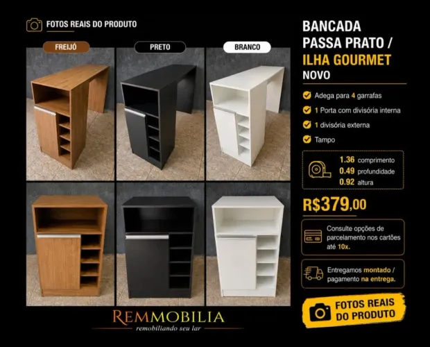 BANCADA PASSA PRATO - ILHA GOURMET - NOVA