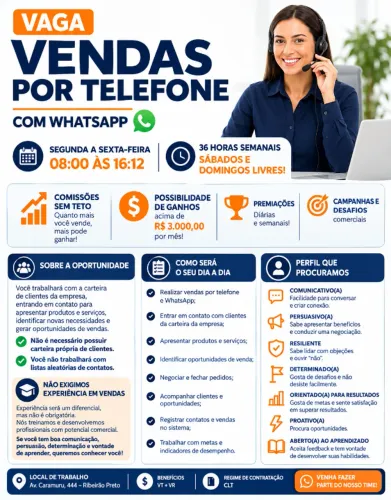 VAGA VENDAS POR TELEFONE