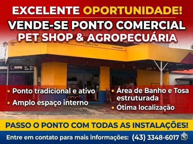 ?PET SHOP TRADICIONAL + ESTRUTURA COMPLETA DE BANHO E TOSA PRONTA PARA EXPANSÃO!?