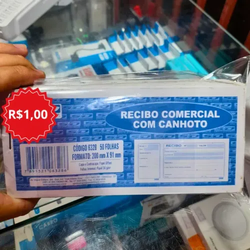 Bloco de Recibo comercial com canhoto