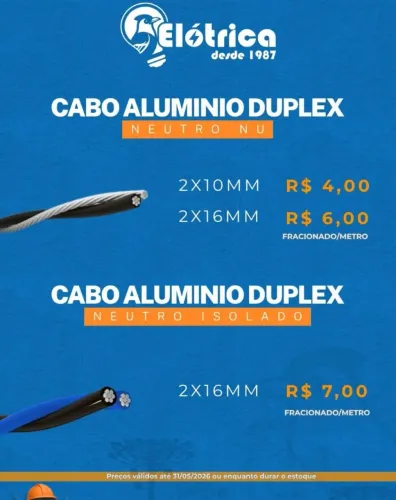 Cabo de alumínio duplex triplex 
