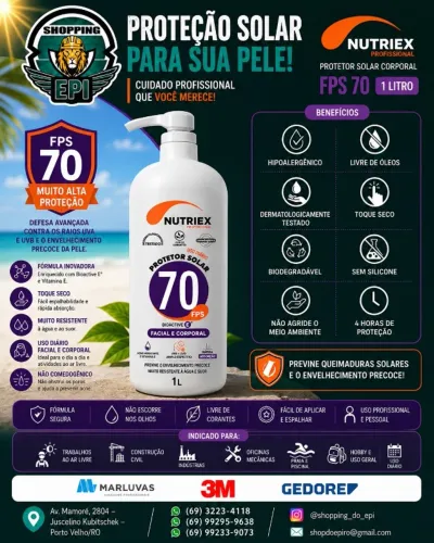 Protetor Solar Nutriex Profissional FPS 70