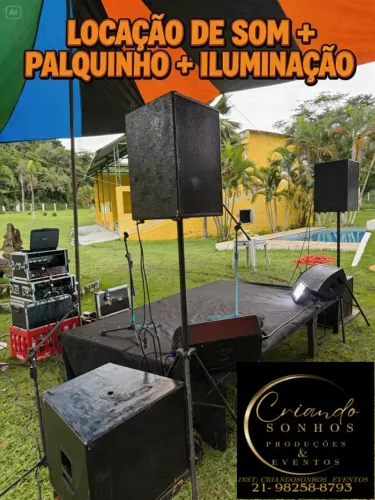 Locação de som + palco + iluminação