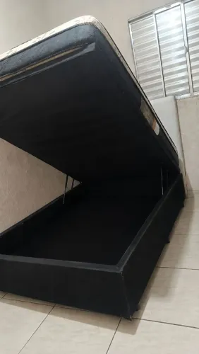 Cama Box Casal com Baú + Colchão + Cabeceira - R$ 800