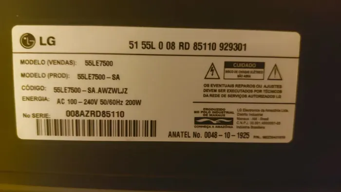 TV LG 55" Para retirada de Peças.