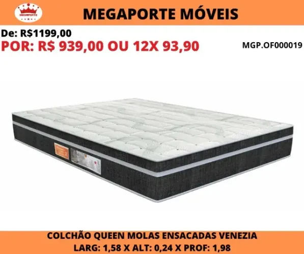 COLCHÃO CASAL QUEEN MOLAS ENSACADAS 