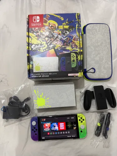 Nintendo Switch OLED Edição Especial Splatoon 3 - Completo na Caixa (Comprado no Japão)