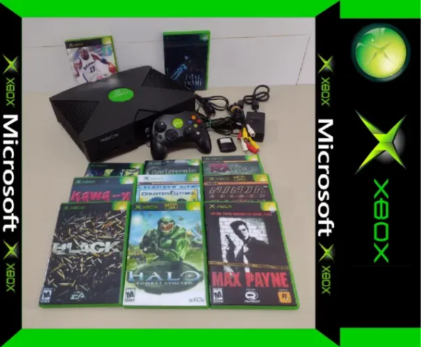 Xbox Classic Com Aladin Evox 11 Jogos E Memory Card