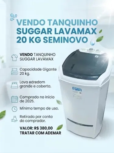 Tanquinho Suggar Lavamax 20kg Seminovo 