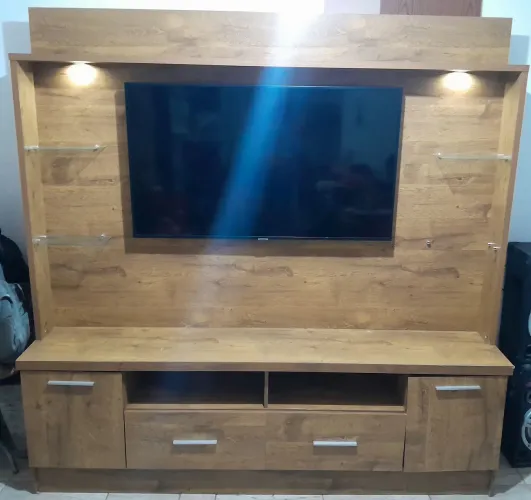 Painel para tv com Led e nichos