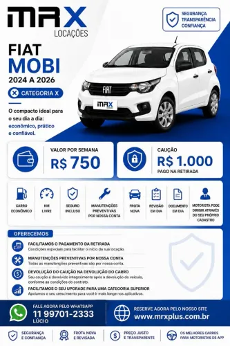 Aluguel de Carro para Motorista de Aplicativo (Uber / 99) - Pronto para Rodar!