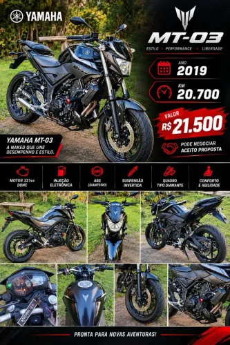 YAMAHA MT-03 2019 - EXCELENTE ESTADO!