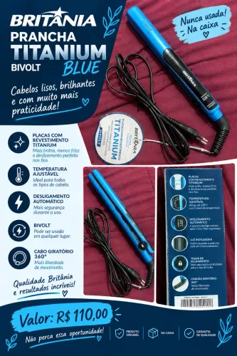 PRANCHA BRITÂNIA TITANIUM BLUE - BIVOLT 