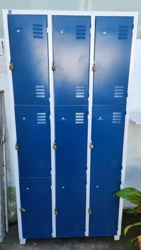 Locker armário guarda volumes azul e branco 9 portas
