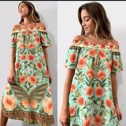 vestido farm balai midi com fendas tamanho p verde