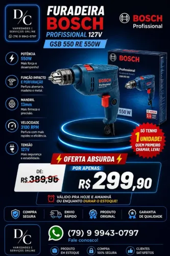 Furadeira Bosch GSB 550 RE 550W