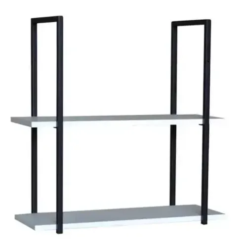 Prateleira Nicho Rack Multiuso Industrial (Ferro preto e Branca 60x20)