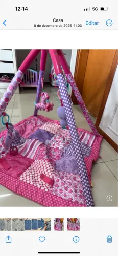 Tapete infantil para bebê brincar - cor rosa 