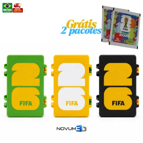 Kit Porta Figurinhas Copa + 2 Pacotes de Figurinhas | Estojo Organizador Compacto