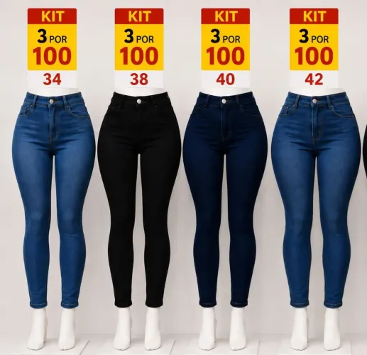 Calça kites com 3 calças 100 reias