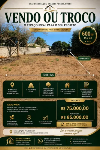 Vendo ou Troco Terreno 600m² | Escriturado | Excelente Localização