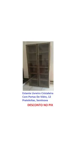 Estante Livreiro Cristaleira Com Portas De Vidro, 12 Prateleitas, Seminova