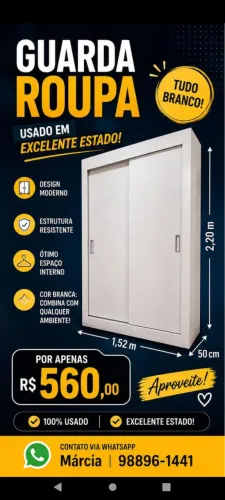 GUARDA-ROUPA BRANCO 2 PORTAS ( EXCELENTE ESTADO)