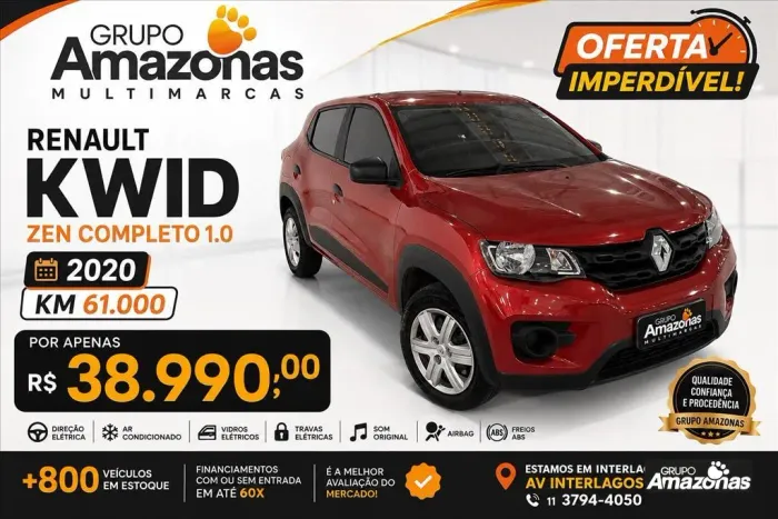 Renault Kwid Zen 1.0 Flex 12V 5P Mec. 2020