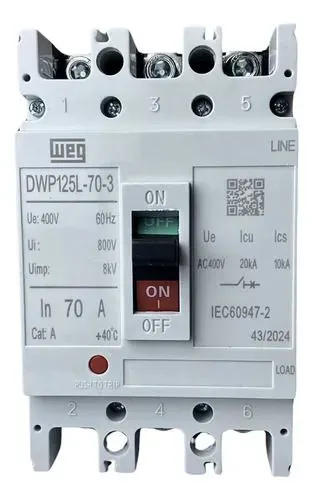 Disjuntor WEG DWP125L-70-3 70A