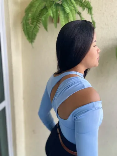 Body Meio Ombro Azul