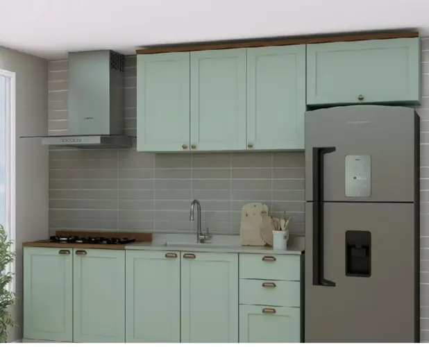Armário De Cozinha Genialflex Iluminata 4 Peças Verde Mint