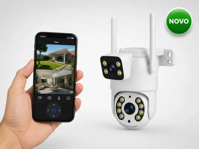 Câmera Wi-Fi Dupla Lente Full HD 1080P Externa IP66