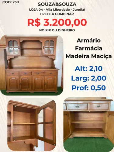 Armário Farmácia de Madeira Maciça
